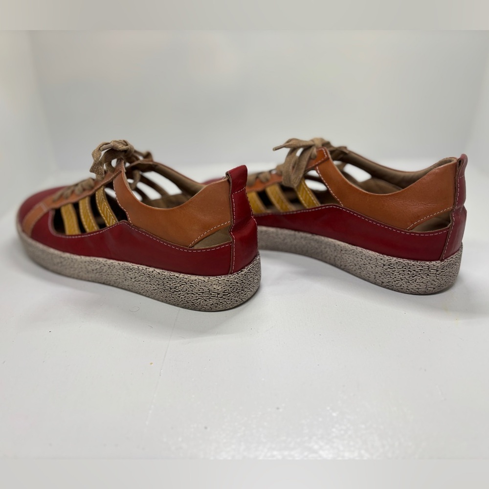 L’Artiste Spring Step “Porscha” Leather Sneakers EU 41 US 10–10.5 Red Colorblock - Picture 5 of 11